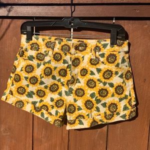 High waisted sunflower shorts